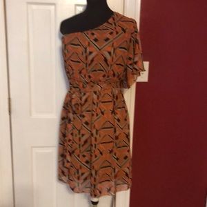 Asymmetrical print one shoulder dress